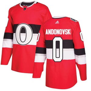 Men's Ottawa Senators Matthew Andonovski Adidas Authentic 2017 100 Classic Jersey - Red