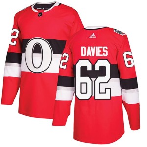 Men's Ottawa Senators Jeremy Davies Adidas Authentic 2017 100 Classic Jersey - Red