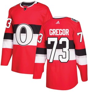 Men's Ottawa Senators Noah Gregor Adidas Authentic 2017 100 Classic Jersey - Red