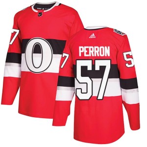 Men's Ottawa Senators David Perron Adidas Authentic 2017 100 Classic Jersey - Red