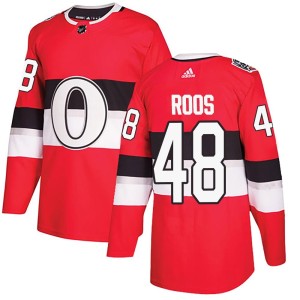 Men's Ottawa Senators Filip Roos Adidas Authentic 2017 100 Classic Jersey - Red