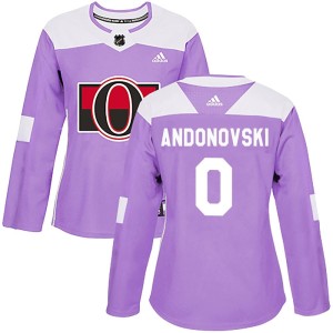 Women's Ottawa Senators Matthew Andonovski Adidas Authentic Fights Cancer Practice Jersey - Purple