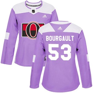 Women's Ottawa Senators Xavier Bourgault Adidas Authentic Fights Cancer Practice Jersey - Purple