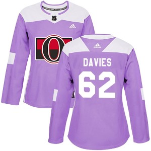 Women's Ottawa Senators Jeremy Davies Adidas Authentic Fights Cancer Practice Jersey - Purple