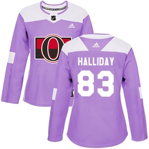 Women's Ottawa Senators Stephen Halliday Adidas Authentic Fights Cancer Practice Jersey - Purple