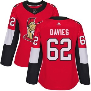 Women's Ottawa Senators Jeremy Davies Adidas Authentic Home Jersey - Red