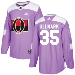 Youth Ottawa Senators Linus Ullmark Adidas Authentic Fights Cancer Practice Jersey - Purple