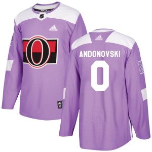 Men's Ottawa Senators Matthew Andonovski Adidas Authentic Fights Cancer Practice Jersey - Purple