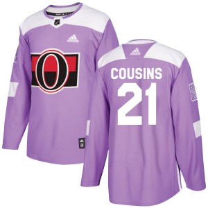 Men's Ottawa Senators Nick Cousins Adidas Authentic Fights Cancer Practice Jersey - Purple