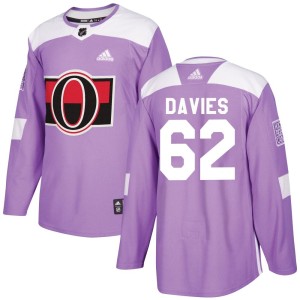 Men's Ottawa Senators Jeremy Davies Adidas Authentic Fights Cancer Practice Jersey - Purple