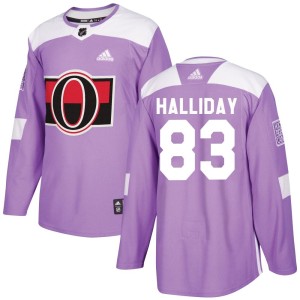 Men's Ottawa Senators Stephen Halliday Adidas Authentic Fights Cancer Practice Jersey - Purple