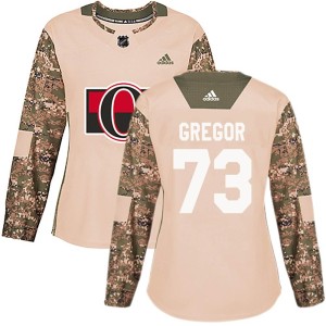 Women's Ottawa Senators Noah Gregor Adidas Authentic Veterans Day Practice Jersey - Camo