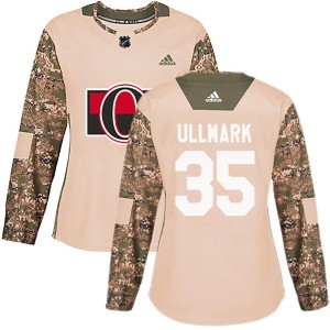 Women's Ottawa Senators Linus Ullmark Adidas Authentic Veterans Day Practice Jersey - Camo