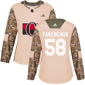 Women's Ottawa Senators Carter Yakemchuk Adidas Authentic Veterans Day Practice Jersey - Camo