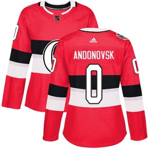 Women's Ottawa Senators Matthew Andonovski Adidas Authentic 2017 100 Classic Jersey - Red