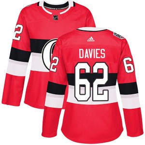 Women's Ottawa Senators Jeremy Davies Adidas Authentic 2017 100 Classic Jersey - Red