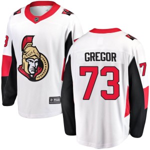 Men's Ottawa Senators Noah Gregor Fanatics Branded Breakaway Away Jersey - White