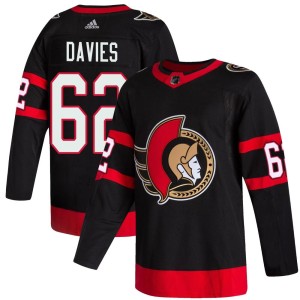 Men's Ottawa Senators Jeremy Davies Adidas Authentic 2020/21 Home Jersey - Black